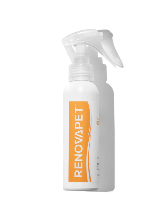 Limpiador de piel, pelaje, orejas y patas para mascotas.| Renovapet Solución Tópica Limpiadora 120 ml. No. Reg. ICA: 11318-CV