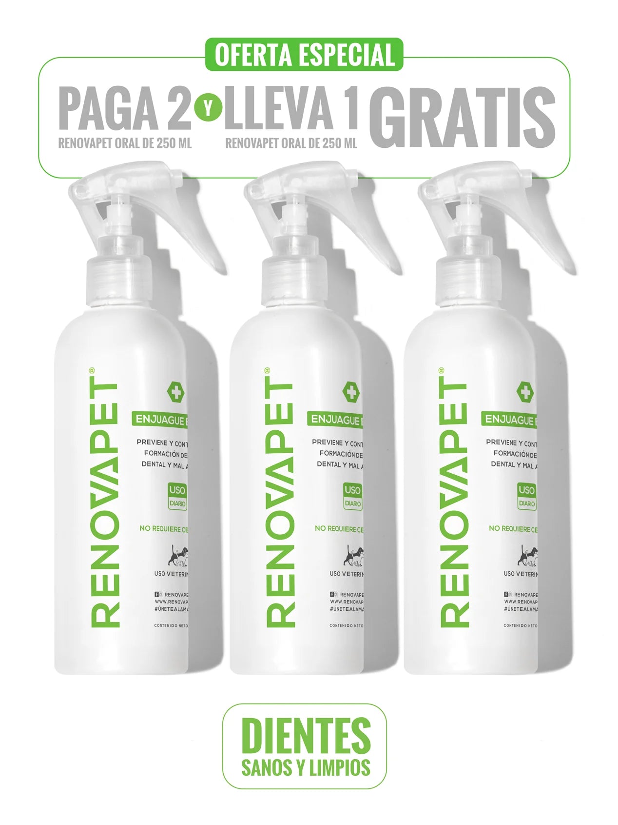 KIT PAGA 2 RENOVAPET BUCAL Y LLEVA 3